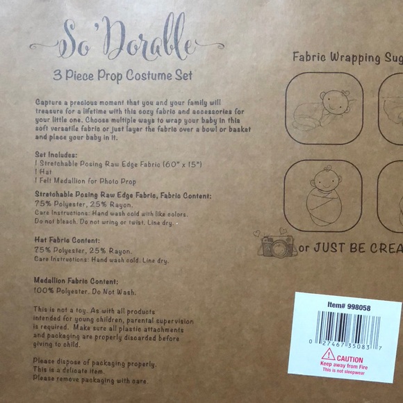 So ‘dorable Newborn 3 piece prop costume set NEW - Picture 5 of 6